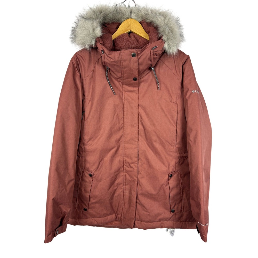 Columbia Suttle Mountain Insulated Jacket Clay Red Faux Fur Hood Plus 1X